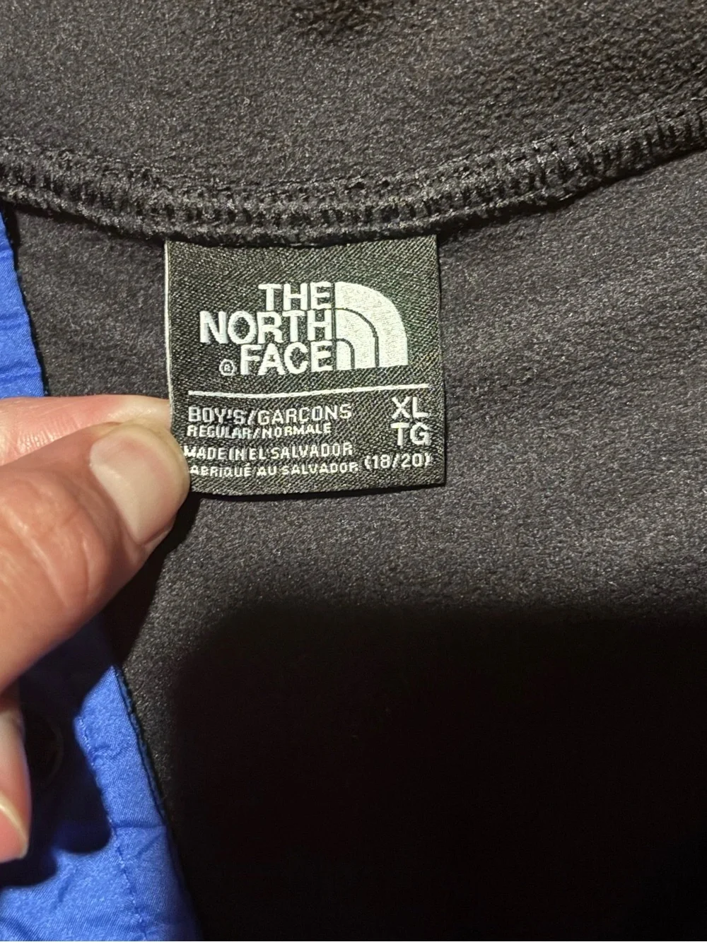 The North Face Blue and Black Snap-Neck Fleece Pullover